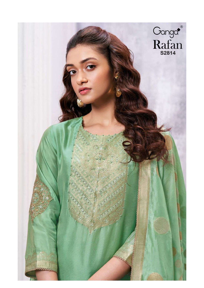 Ganga Fashion Rafan 2814 Silk Jacquard Embroidery Patch Designer Salwar Suit