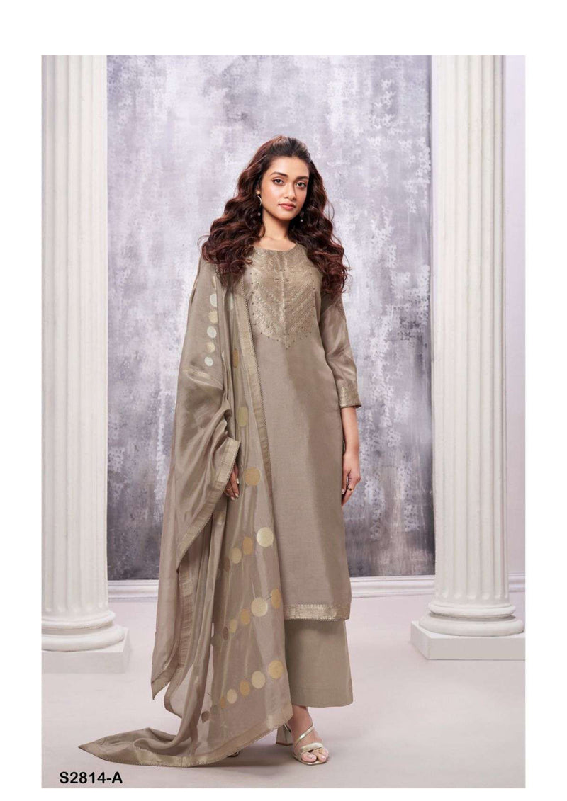 Ganga Fashion Rafan 2814 Silk Jacquard Embroidery Patch Designer Salwar Suit