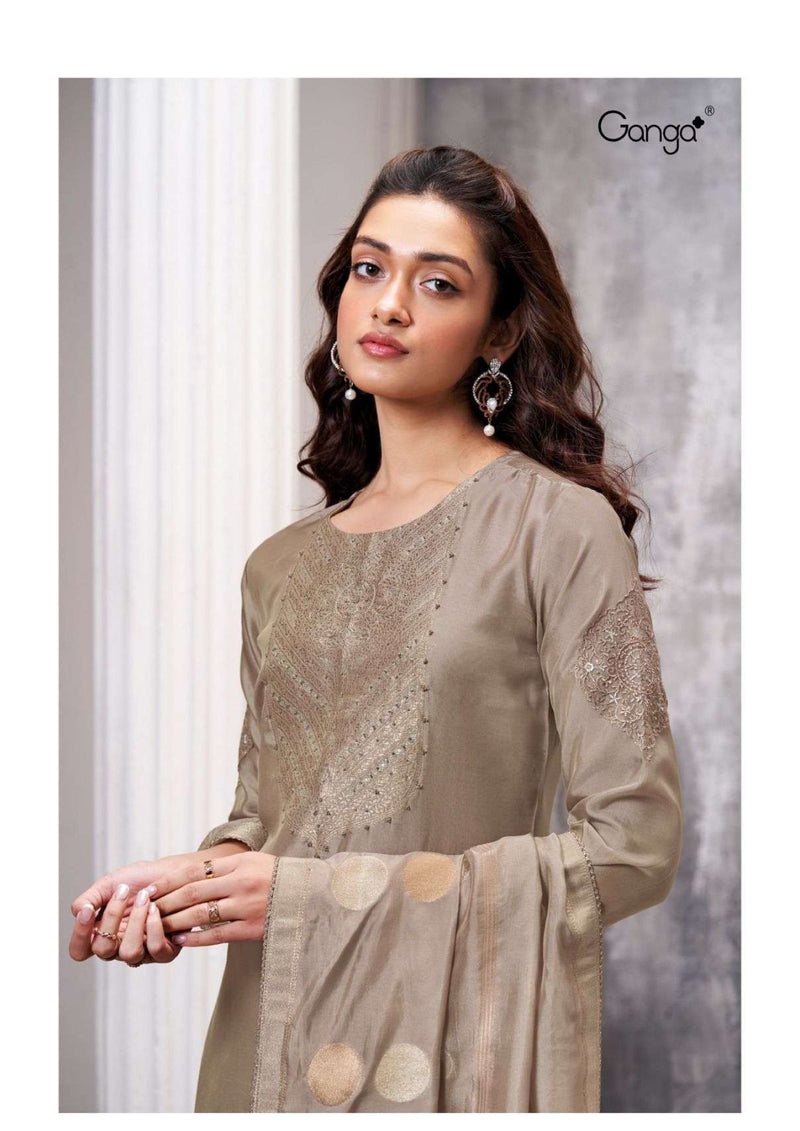 Ganga Fashion Rafan 2814 Silk Jacquard Embroidery Patch Designer Salwar Suit