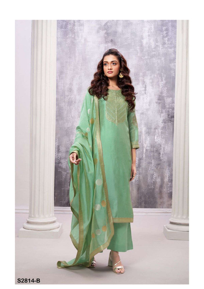 Ganga Fashion Rafan 2814 Silk Jacquard Embroidery Patch Designer Salwar Suit