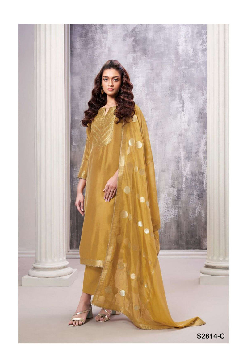 Ganga Fashion Rafan 2814 Silk Jacquard Embroidery Patch Designer Salwar Suit