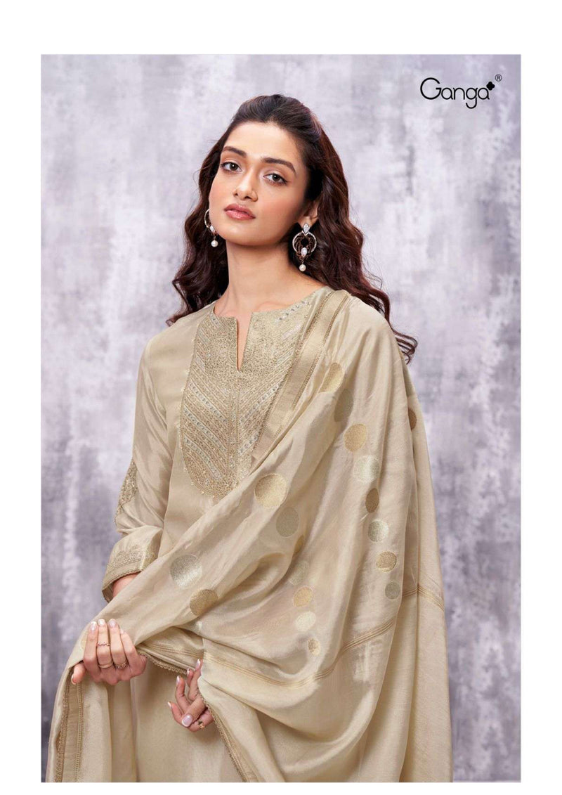 Ganga Fashion Rafan 2814 Silk Jacquard Embroidery Patch Designer Salwar Suit