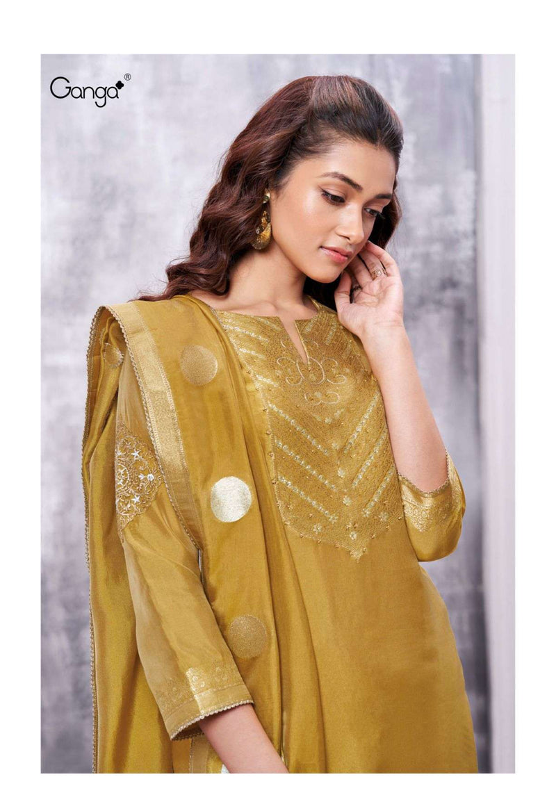 Ganga Fashion Rafan 2814 Silk Jacquard Embroidery Patch Designer Salwar Suit