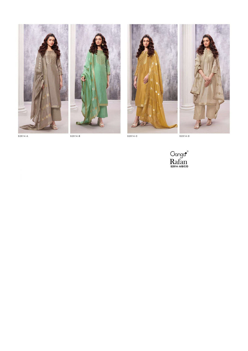 Ganga Fashion Rafan 2814 Silk Jacquard Embroidery Patch Designer Salwar Suit