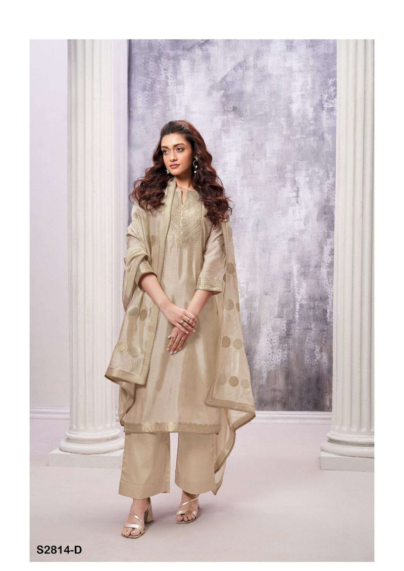 Ganga Fashion Rafan 2814 Silk Jacquard Embroidery Patch Designer Salwar Suit