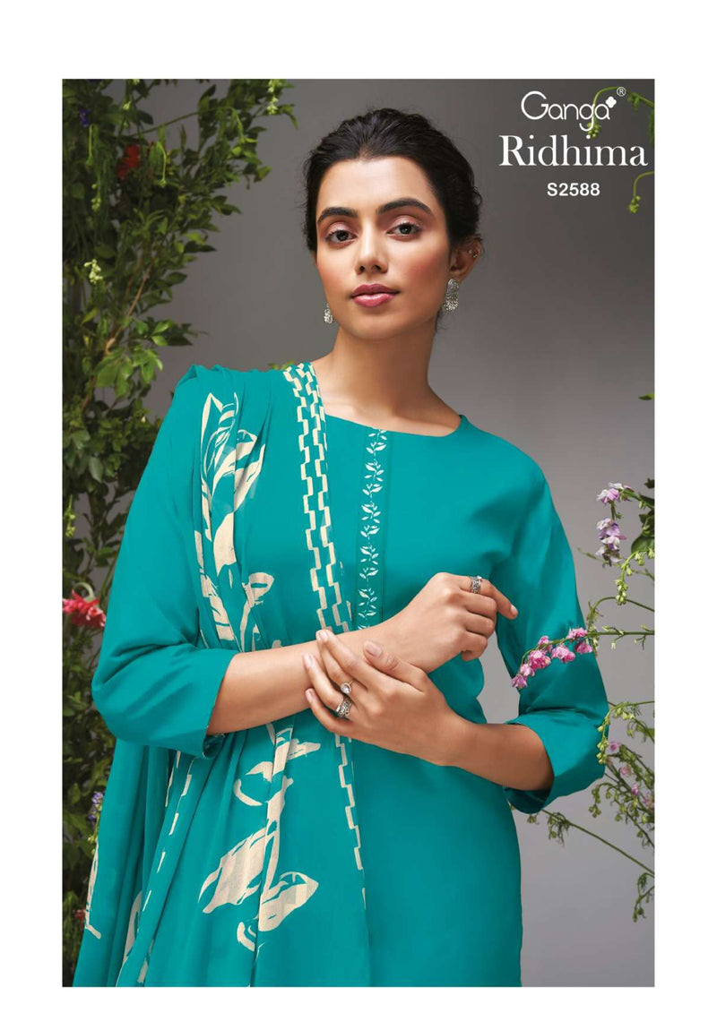 Ganga Fashion Ridhima 2588 Cotton Silk Solid Printed Designer Salwar Suit
