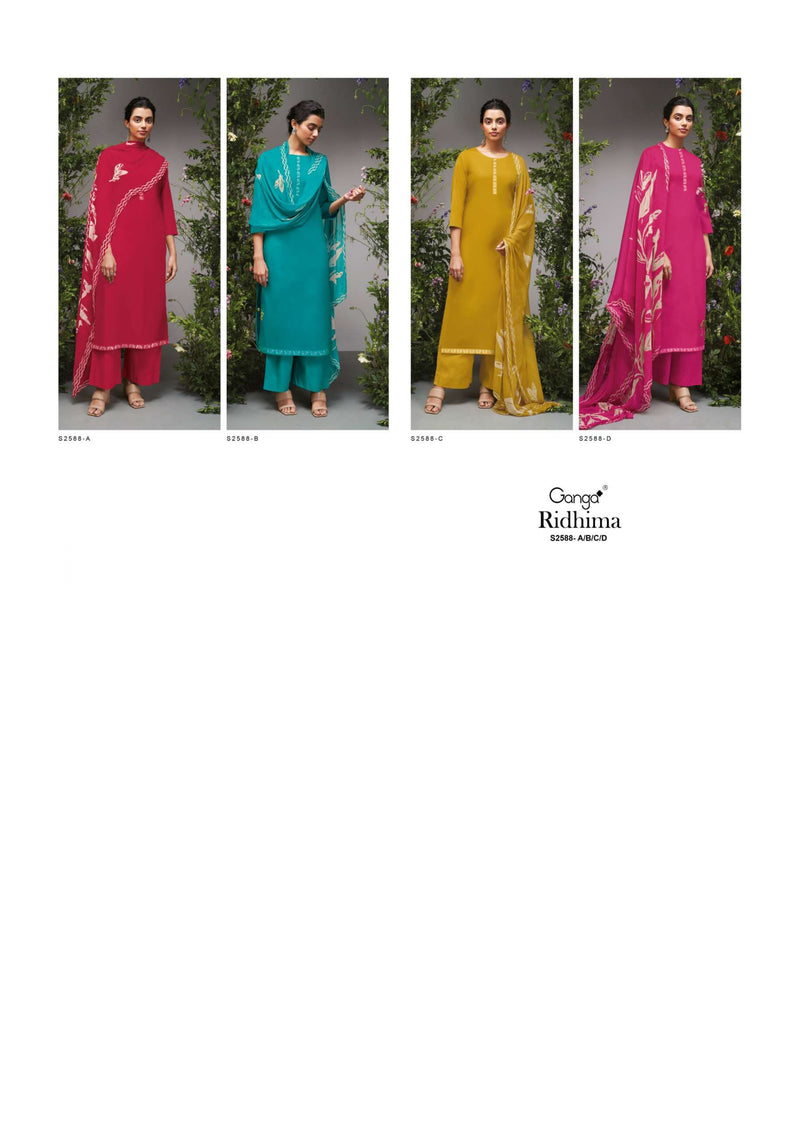 Ganga Fashion Ridhima 2588 Cotton Silk Solid Printed Designer Salwar Suit