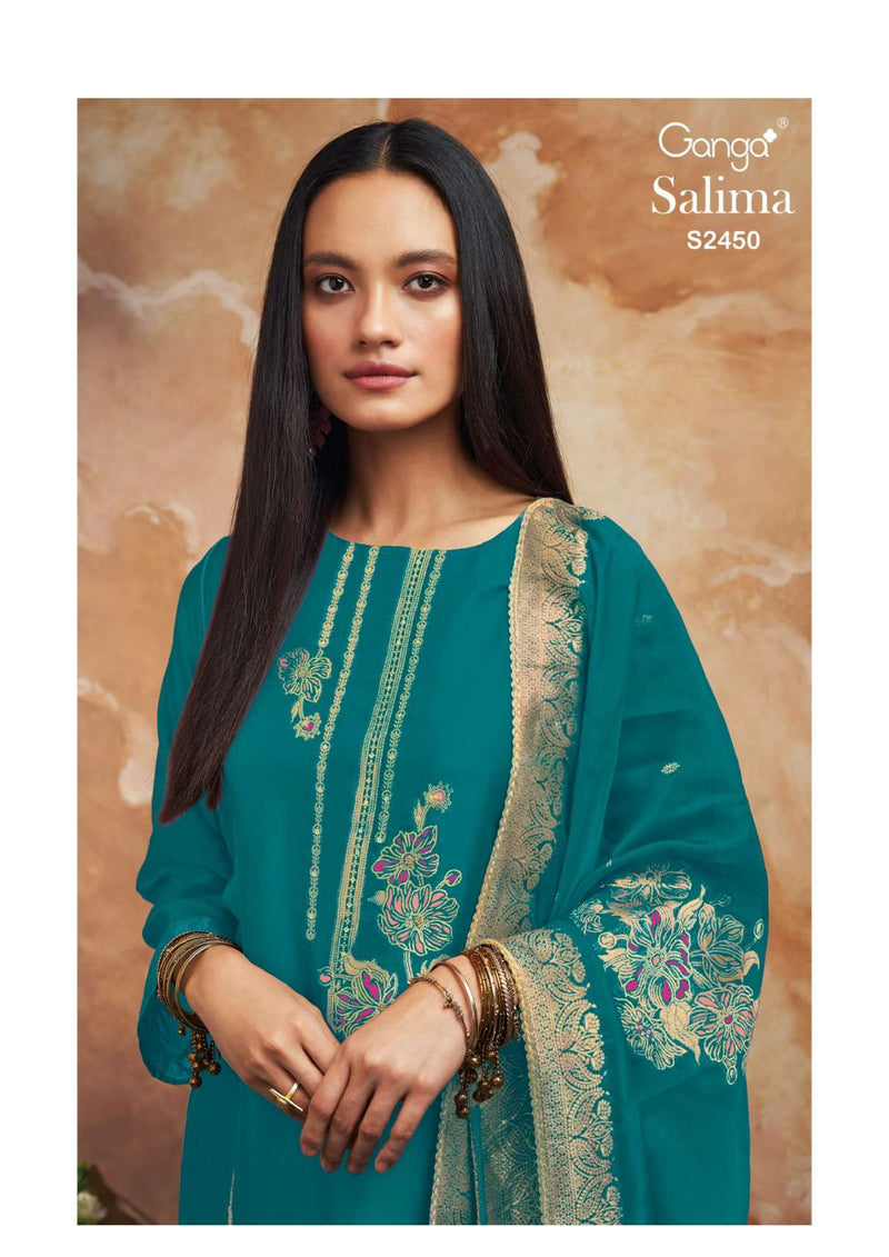 Ganga Fashion Salima 2450 Silk Jacquard Festival Wear Designer Salwar Kameez