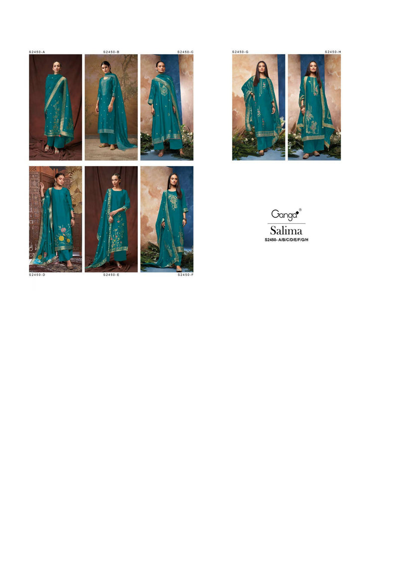 Ganga Fashion Salima 2450 Silk Jacquard Festival Wear Designer Salwar Kameez