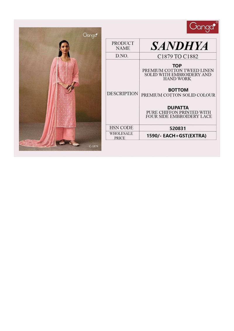 Ganga Fashion Sandhya Cotton Embroidery Hand Work Party Wear Salwar Suit