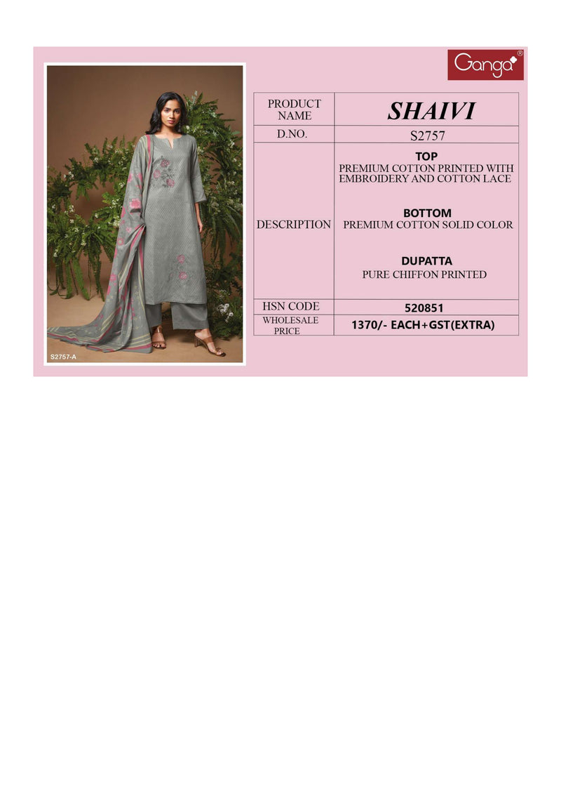 Ganga Fashion Shaivi 2757 Cotton Printed Daily Wear Salwar Kameez