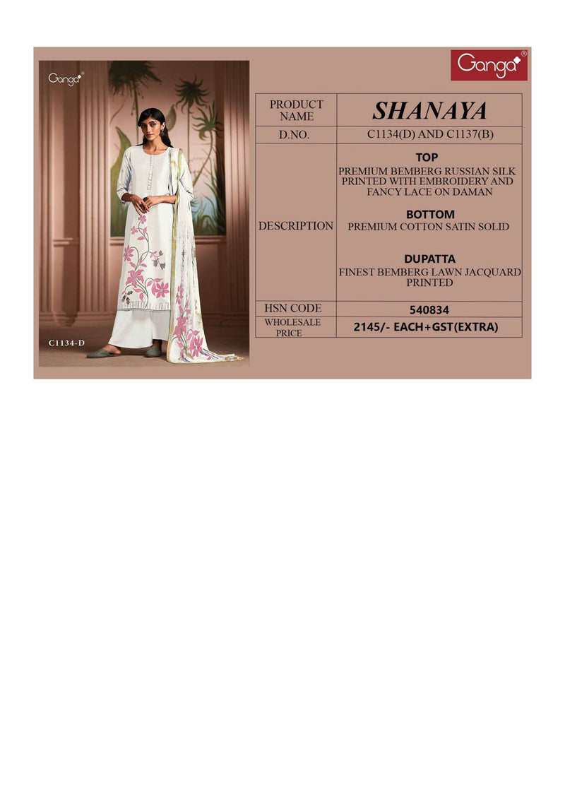 Ganga Fashion Shanaya Bemberg Russian Silk Printed Salwar Suit