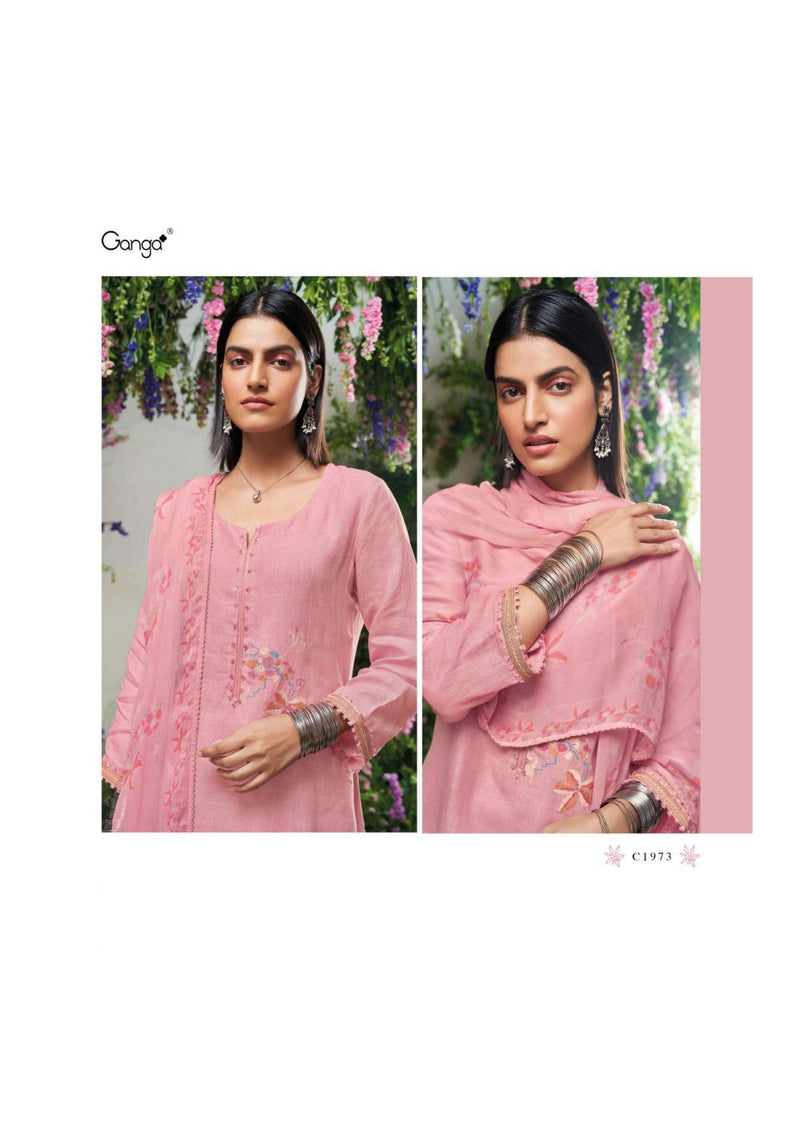 Ganga Fashion Sharvi Cotton Linen Printed  Embroidery Salwar Kameez