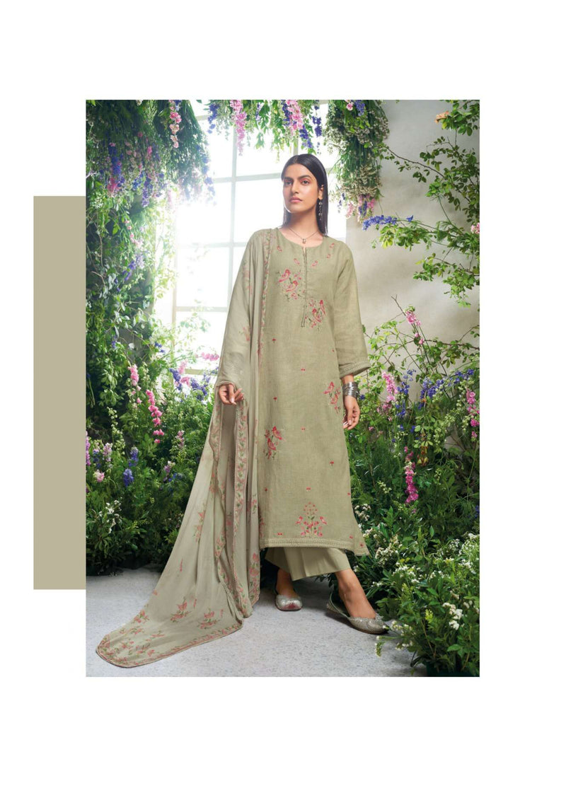 Ganga Fashion Sharvi Cotton Linen Printed  Embroidery Salwar Kameez