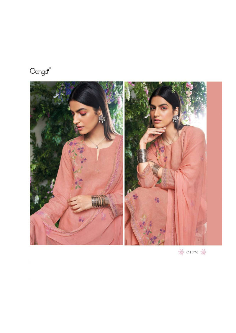 Ganga Fashion Sharvi Cotton Linen Printed  Embroidery Salwar Kameez