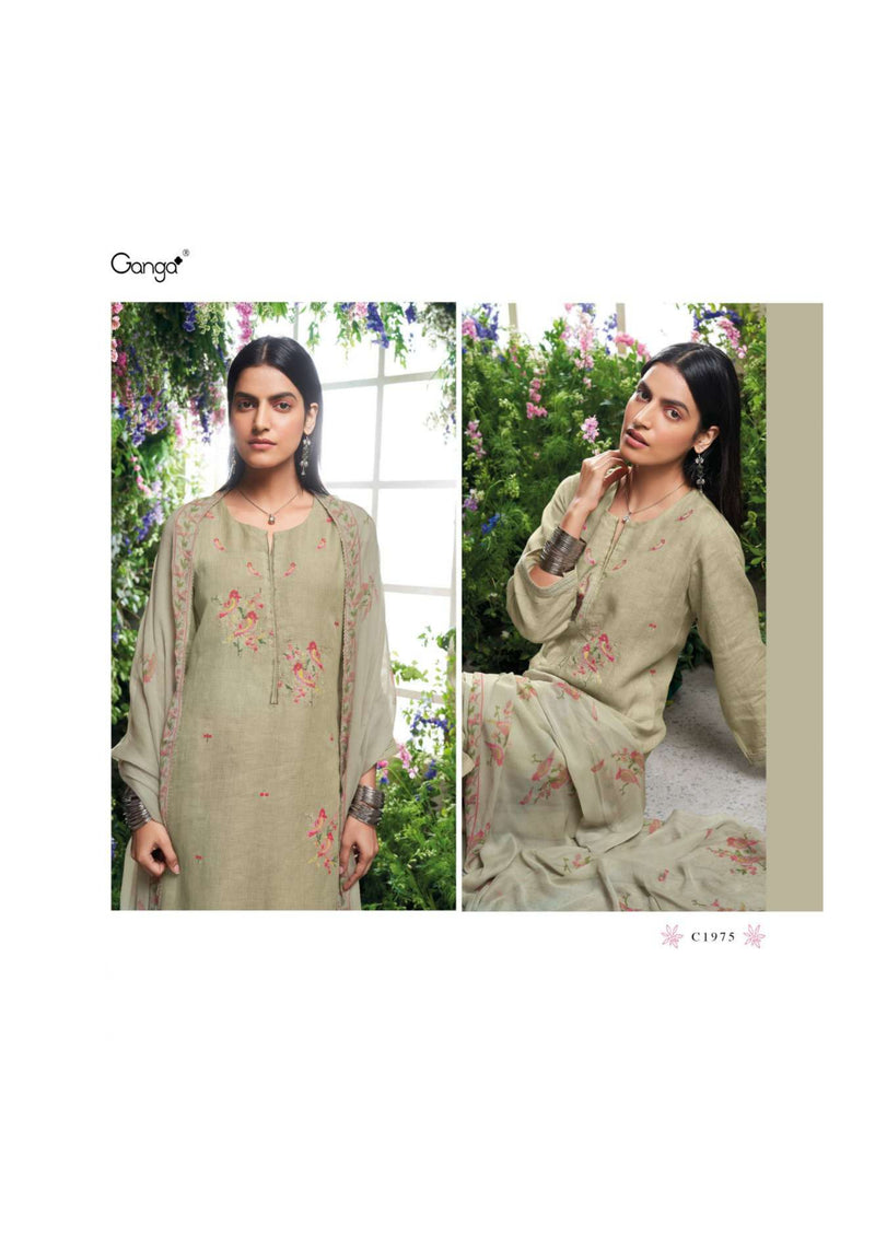 Ganga Fashion Sharvi Cotton Linen Printed  Embroidery Salwar Kameez