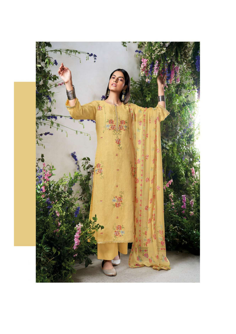 Ganga Fashion Sharvi Cotton Linen Printed  Embroidery Salwar Kameez