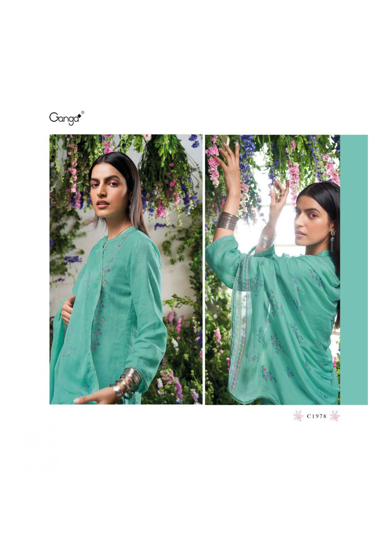 Ganga Fashion Sharvi Cotton Linen Printed  Embroidery Salwar Kameez