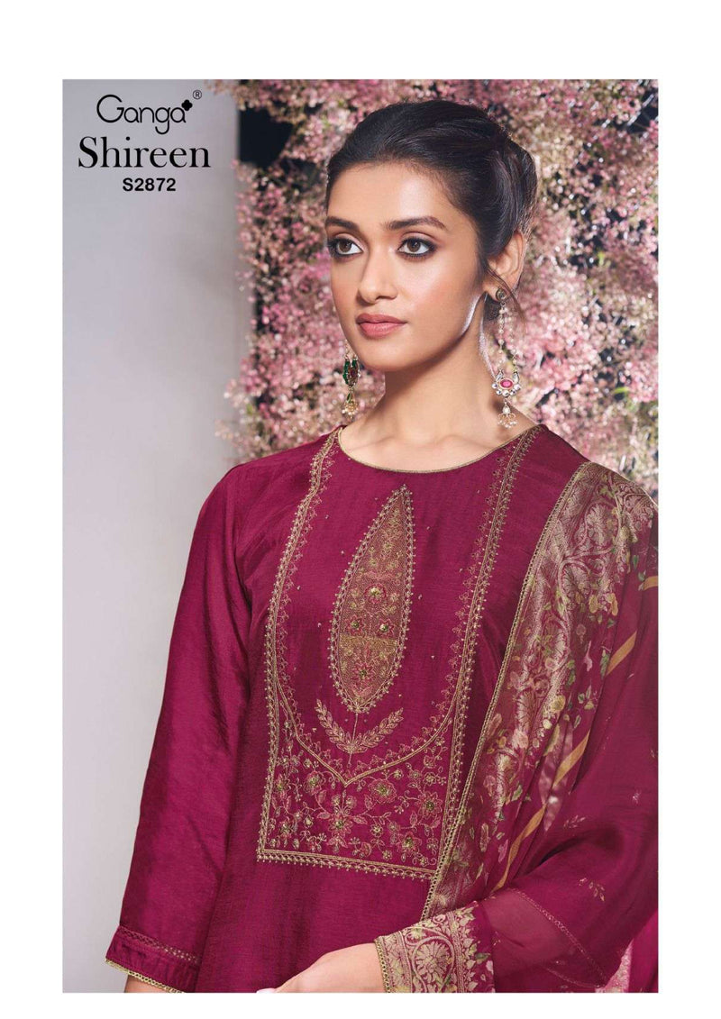 Ganga Fashion Shireen 2872 Bemberg Russian Silk Wedding Wear Salwar Suit