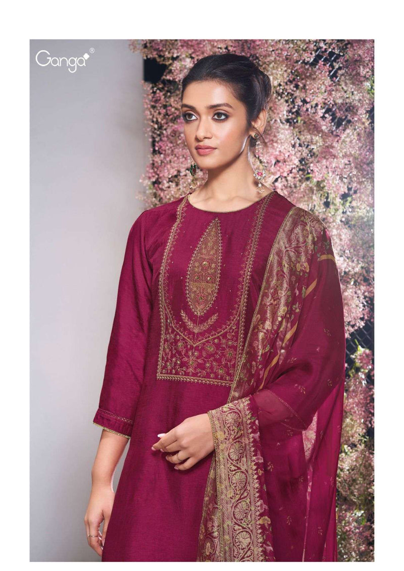 Ganga Fashion Shireen 2872 Bemberg Russian Silk Wedding Wear Salwar Suit