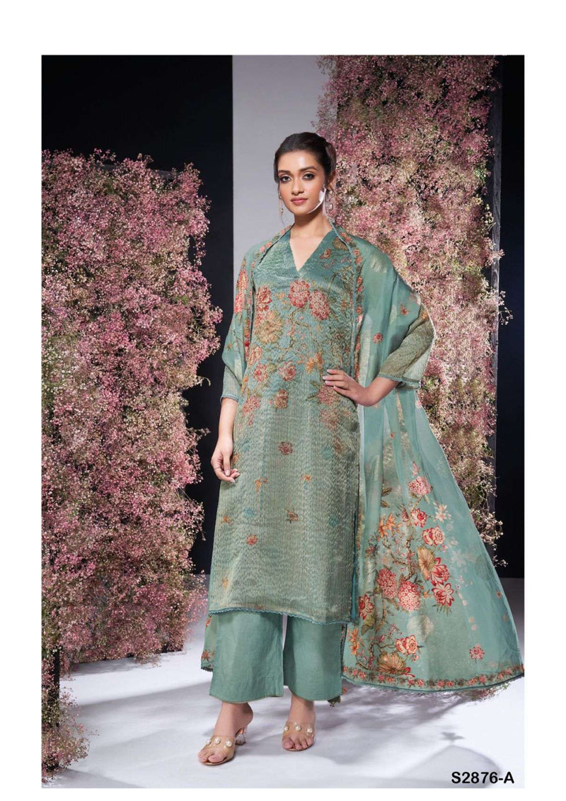 Ganga Fashion Shrina 2876 Organza Jacquard Printed Party Wear Salwar Suit