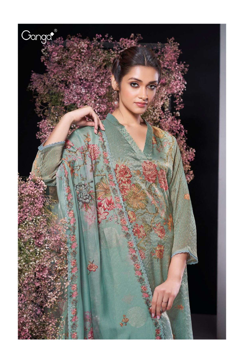 Ganga Fashion Shrina 2876 Organza Jacquard Printed Party Wear Salwar Suit