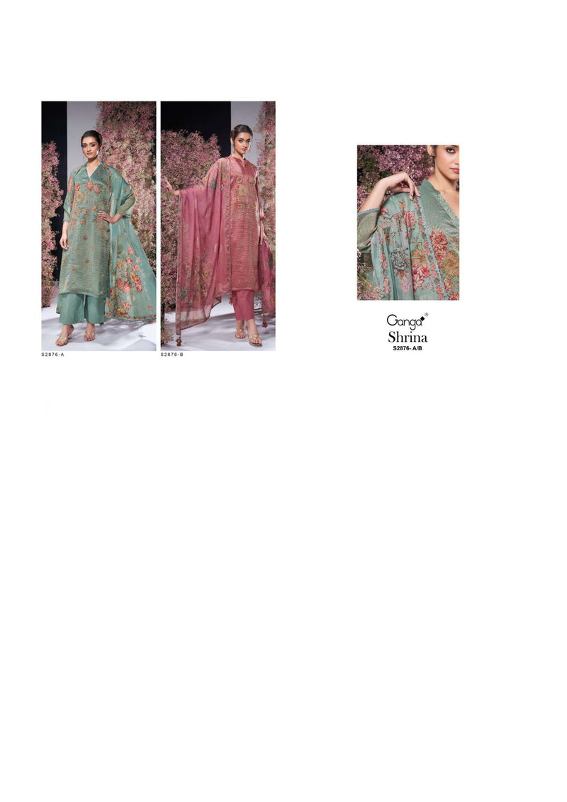 Ganga Fashion Shrina 2876 Organza Jacquard Printed Party Wear Salwar Suit