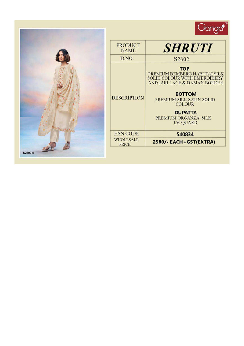 Ganga Fashion Shruti 2602 Bemberg Silk Designer Party Wear Salwar Suit