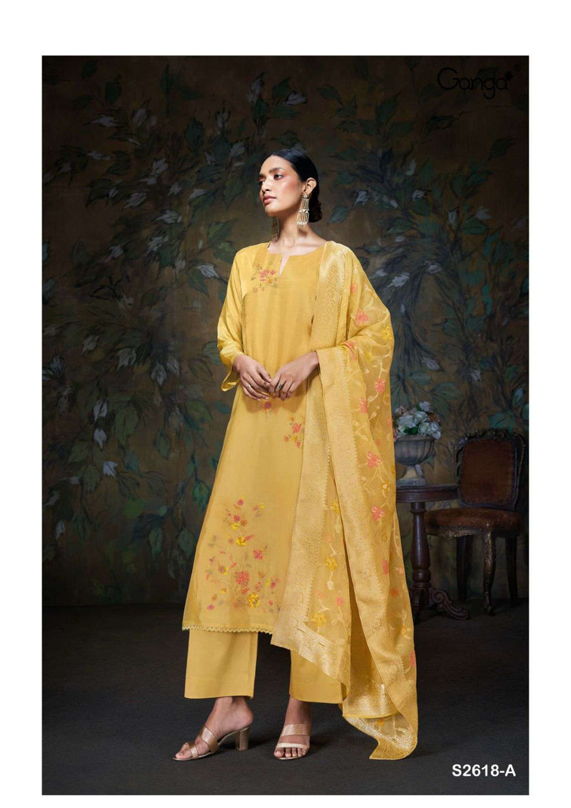 Ganga Fashion Swara 2618 Bemberg Habotai Silk Festival Wear Salwar Suit