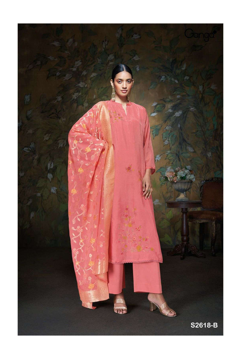 Ganga Fashion Swara 2618 Bemberg Habotai Silk Festival Wear Salwar Suit