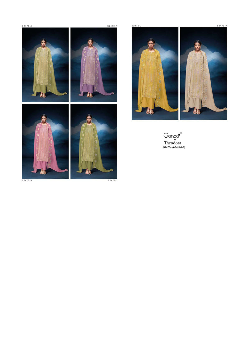 Ganga Fashion Theodora 2470 Organza Embroidery Hand Work Party Wear Salwar Suit