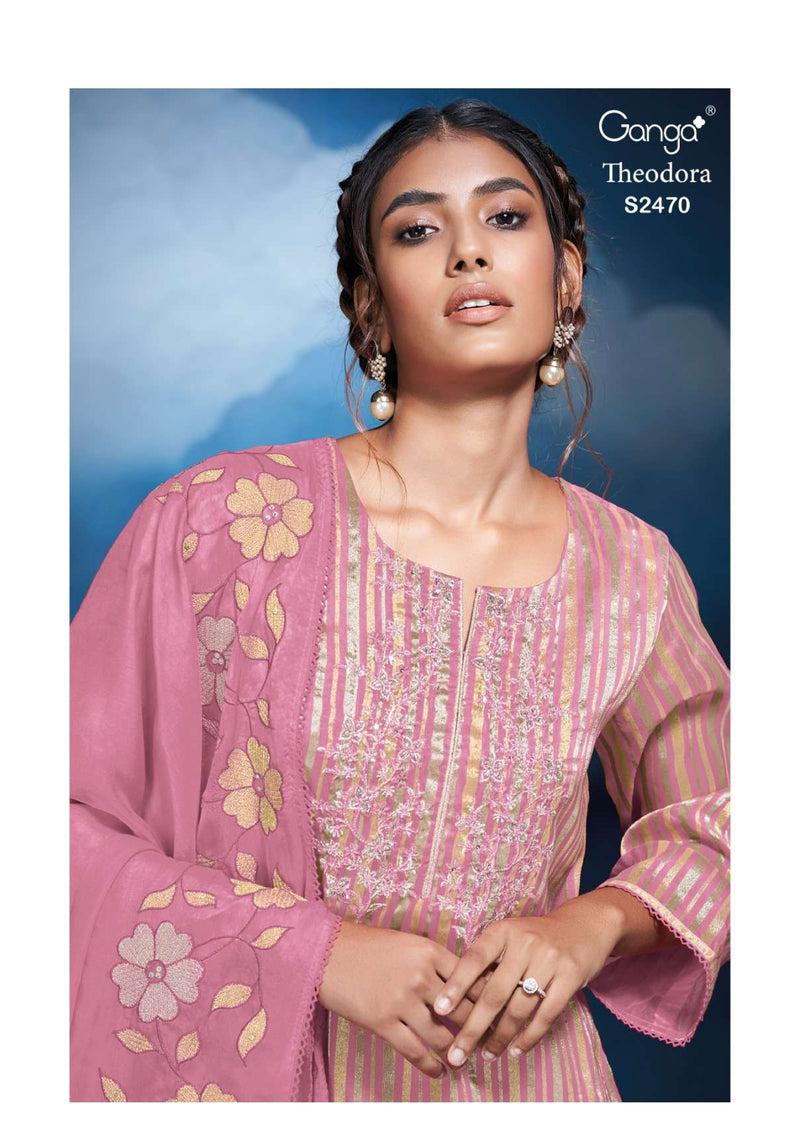 Ganga Fashion Theodora 2470 Organza Embroidery Hand Work Party Wear Salwar Suit