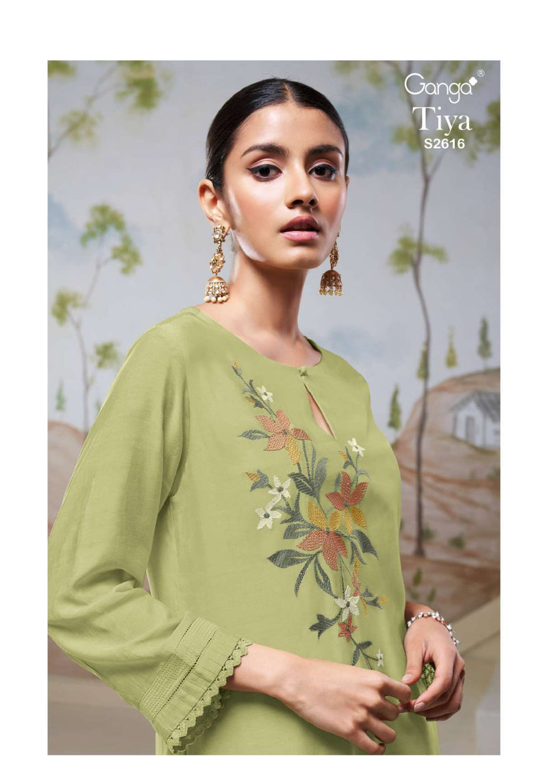 Ganga Fashion Tiya 2616 Silk Solid Colour Embroidery Heavy Salwar Suit
