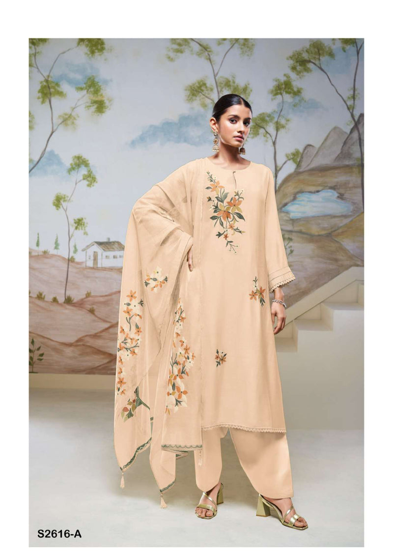 Ganga Fashion Tiya 2616 Silk Solid Colour Embroidery Heavy Salwar Suit