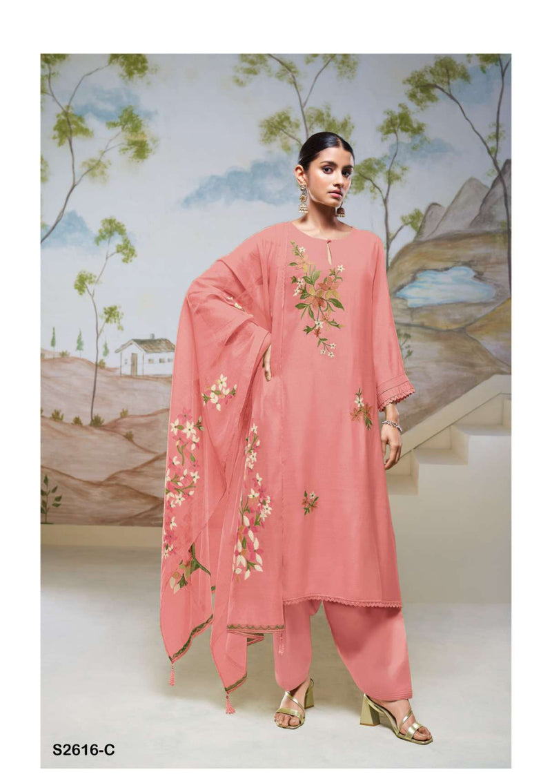 Ganga Fashion Tiya 2616 Silk Solid Colour Embroidery Heavy Salwar Suit