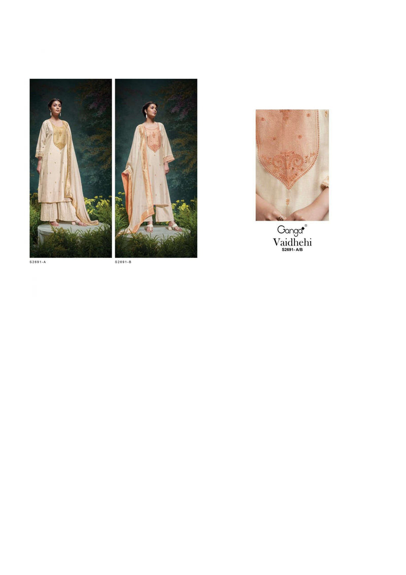 Ganga Fashion Vaidhehi 2691 Russian Silk Embroidery Handwork Party Wear Salwar Suit