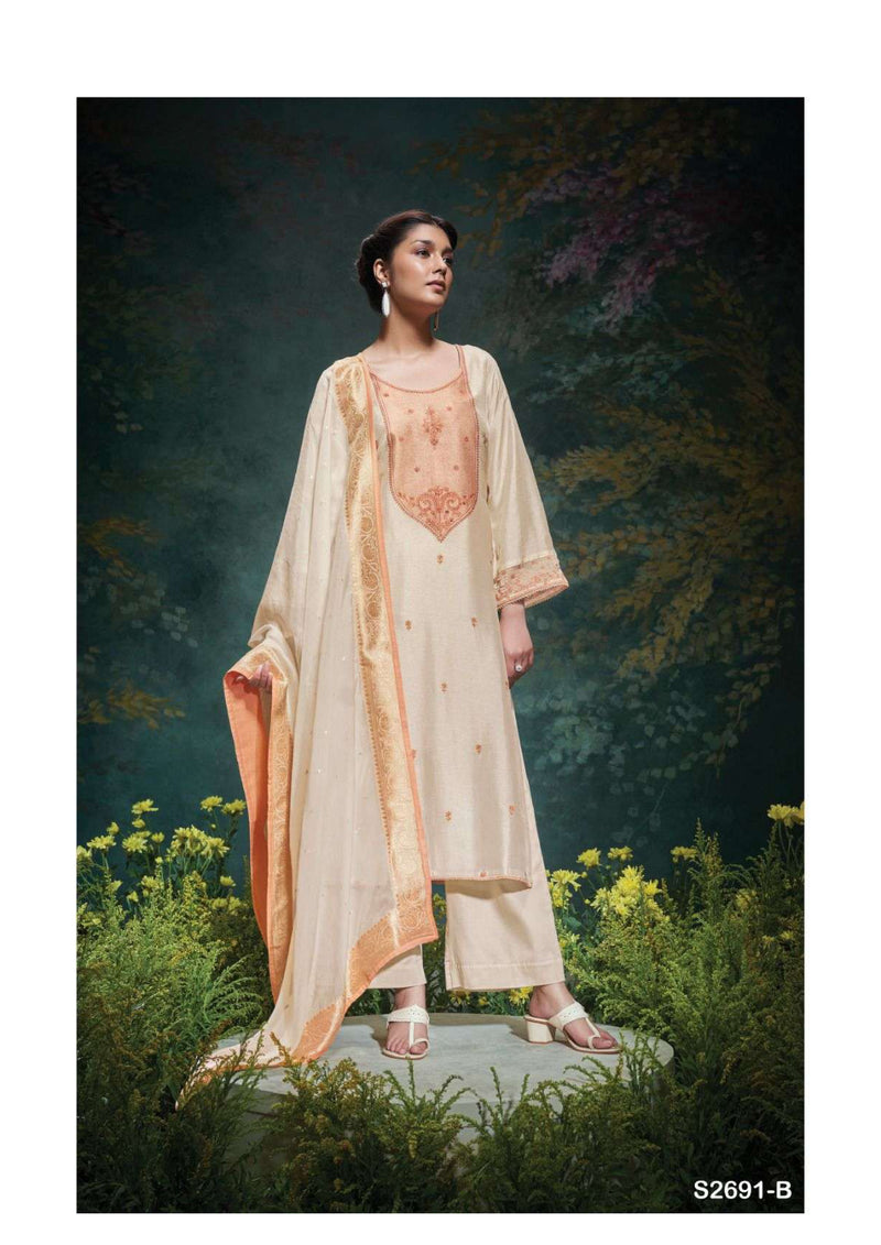 Ganga Fashion Vaidhehi 2691 Russian Silk Embroidery Handwork Party Wear Salwar Suit