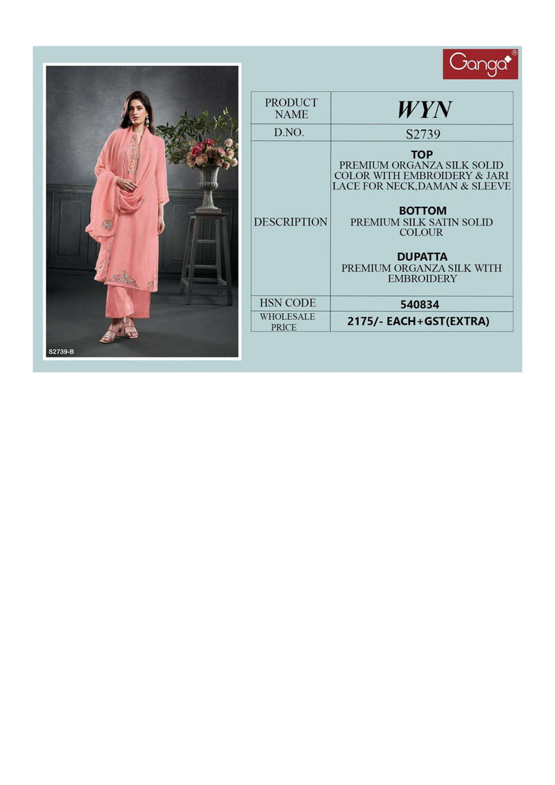 Ganga Fashion Wyn 2739 Organza Silk Designer Party Wear Salwar Suit