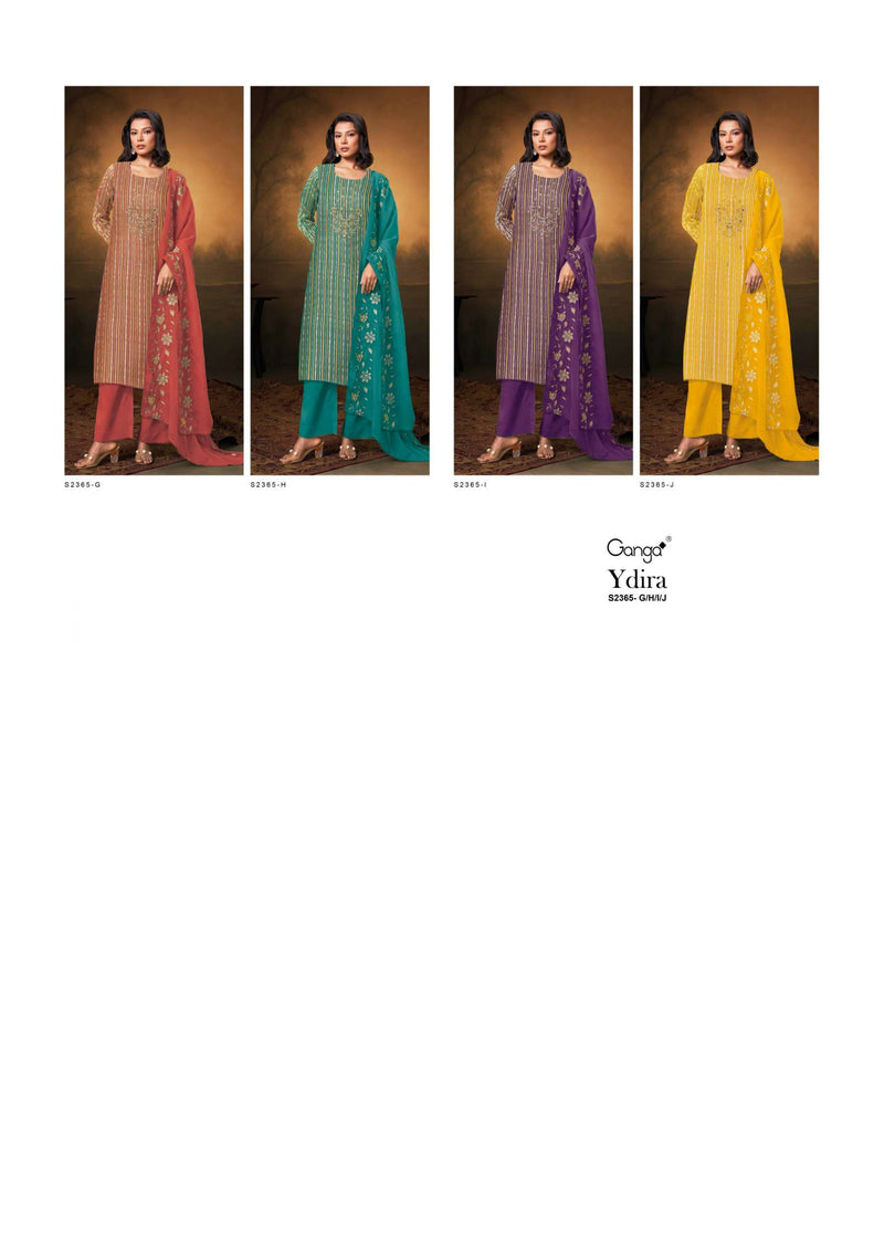 Ganga Fashion Ydira 2365 New Organza Embroidery Hand Work Party Wear Salwar Suit