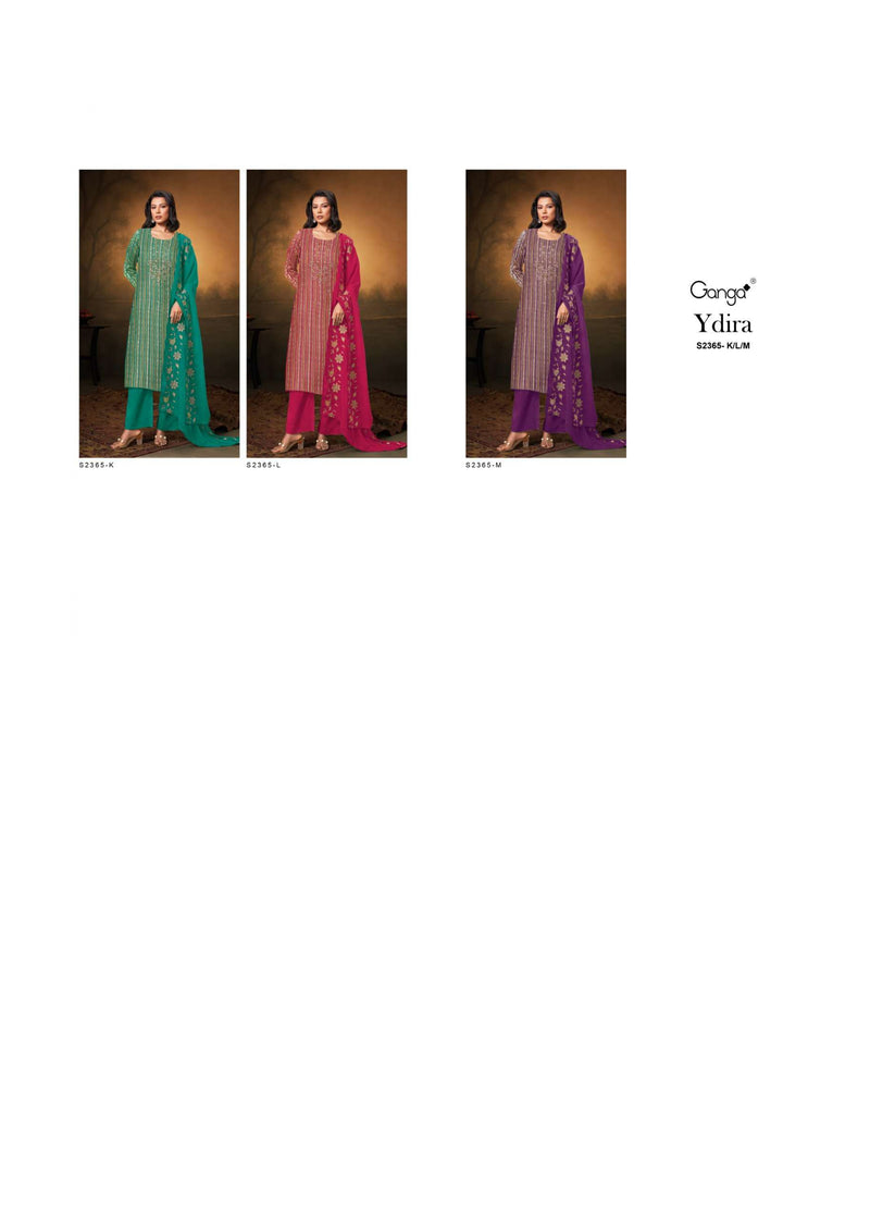 Ganga Fashion Ydira 2365 Organza Pattern Embroidery Hand Work Party Wear Salwar Suit