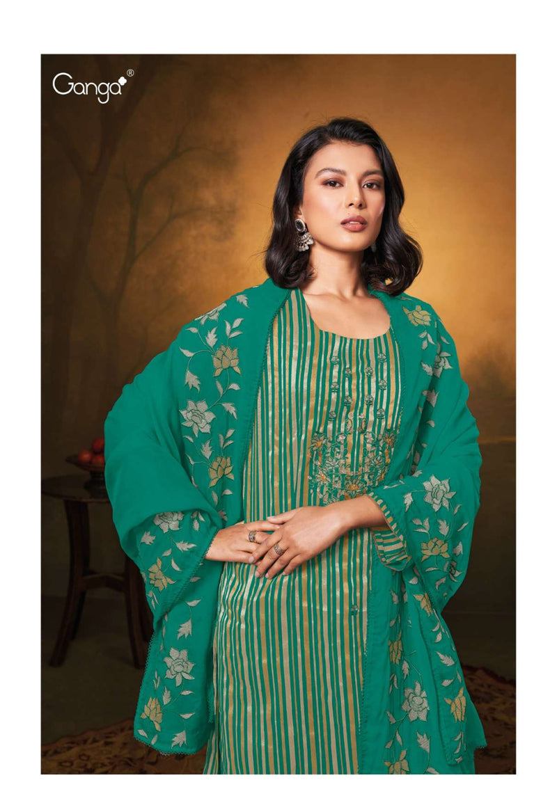 Ganga Fashion Ydira 2365 Organza Pattern Embroidery Hand Work Party Wear Salwar Suit