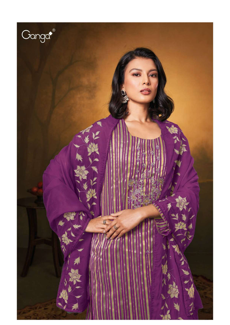 Ganga Fashion Ydira 2365 Organza Pattern Embroidery Hand Work Party Wear Salwar Suit