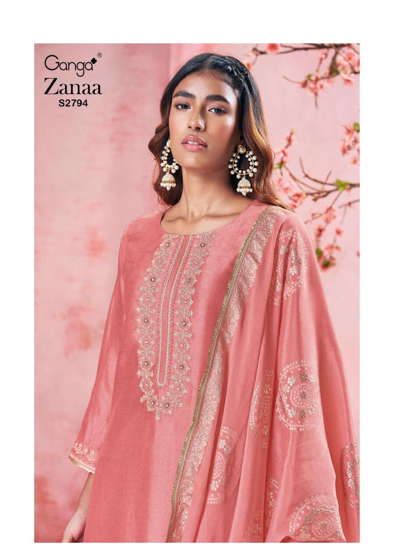 Ganga Fashion Zanaa 2794 Bemberg Russian Silk Festival Wear Salwar Kameez