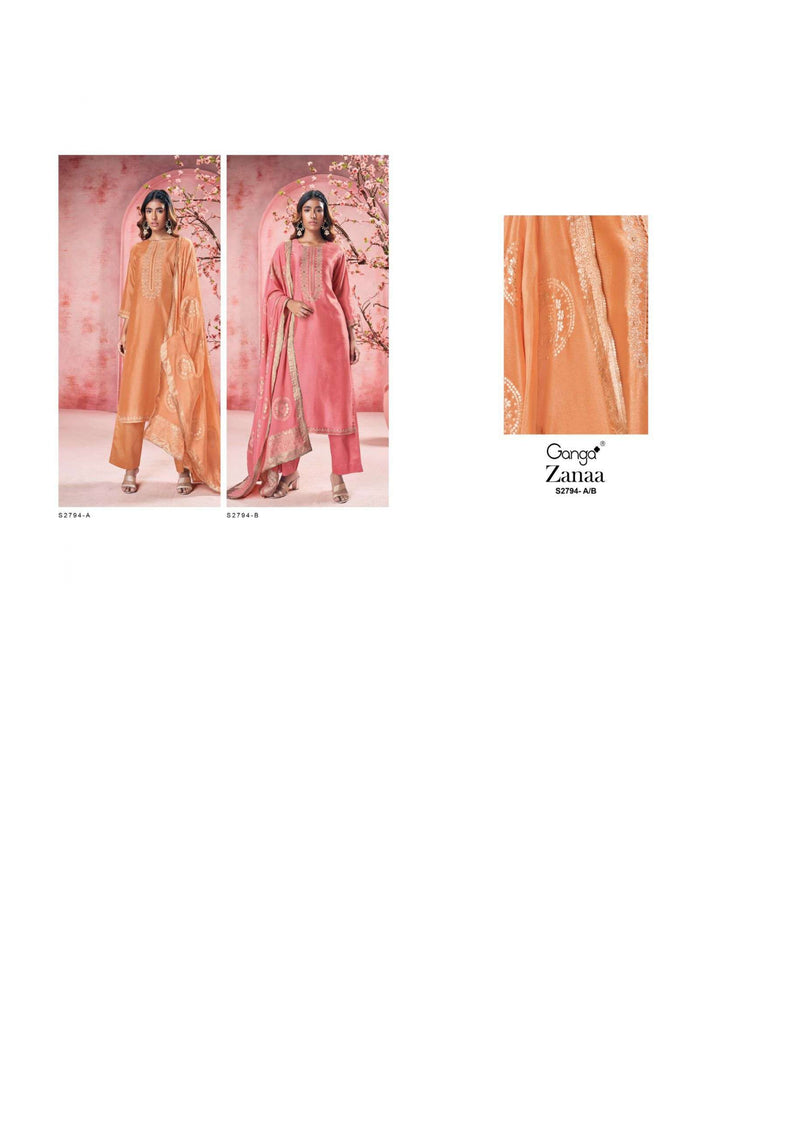 Ganga Fashion Zanaa 2794 Bemberg Russian Silk Festival Wear Salwar Kameez