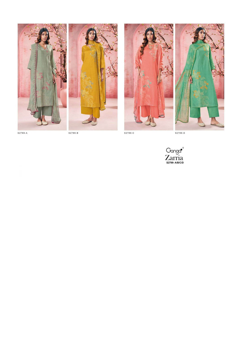 Ganga Fashion Zarria 2789 Cotton Silk Embroidery Festival Wear Salwar Kameez