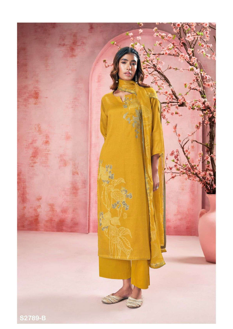 Ganga Fashion Zarria 2789 Cotton Silk Embroidery Festival Wear Salwar Kameez