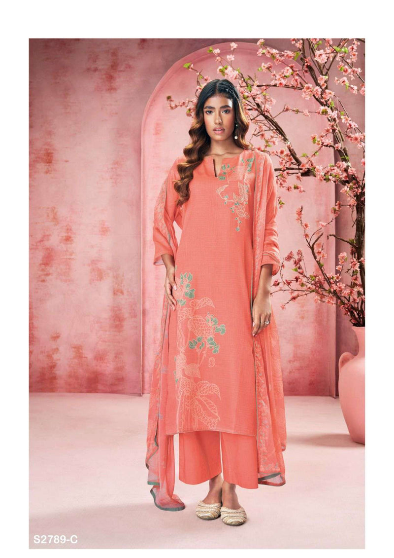 Ganga Fashion Zarria 2789 Cotton Silk Embroidery Festival Wear Salwar Kameez