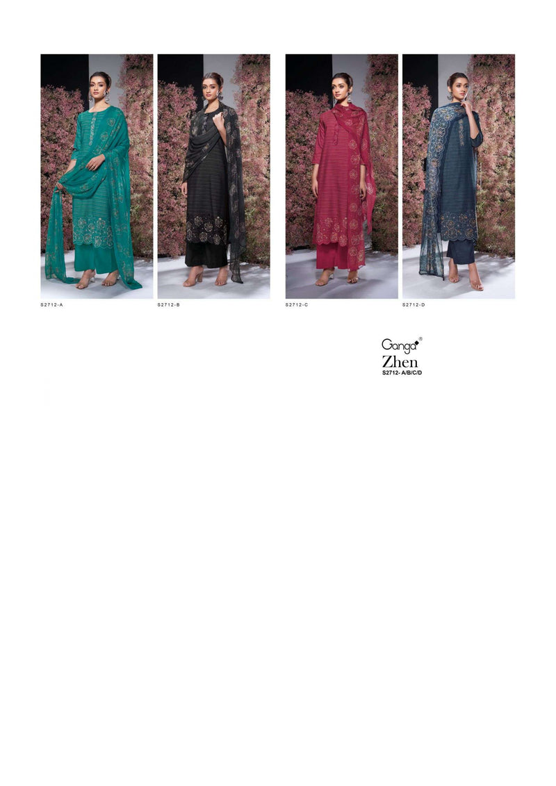 Ganga Fashion Zhen 2712 Woven Embroidery Designer Salwar Kameez