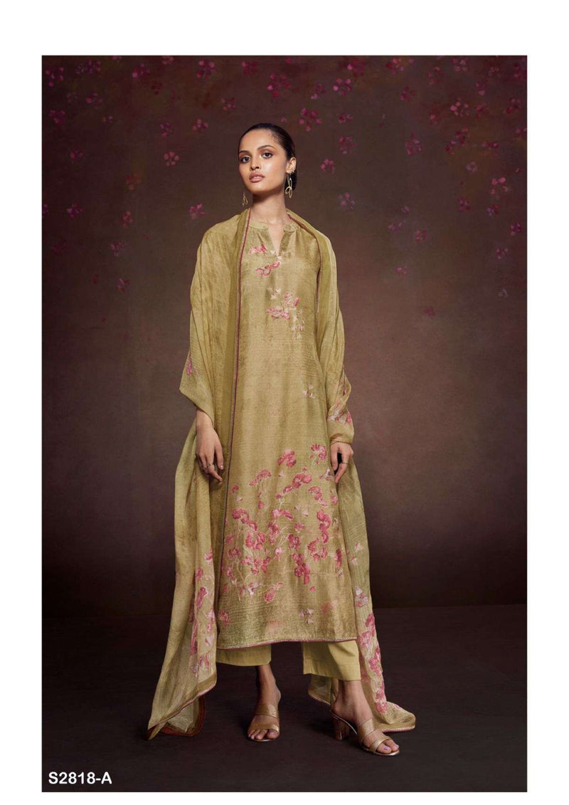 Ganga Fashion Zoya 2818 Bemberg Russian Silk  Printed Hand Embroidery Salwar Suit