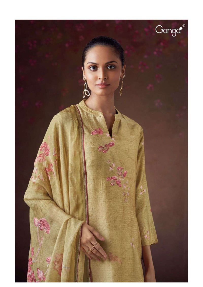 Ganga Fashion Zoya 2818 Bemberg Russian Silk  Printed Hand Embroidery Salwar Suit